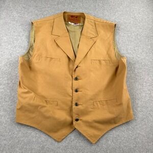 Schaefer Outfitter 705 Mens 2XL Tan Duck Canvas Western Vest Made in USA Notched